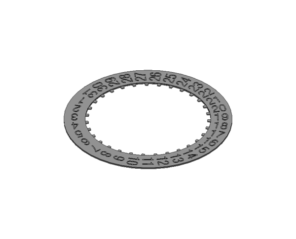 Date Indicator, window at 3H, stem 3H, background black, digits printing white, rectangular, standard font #2557/1