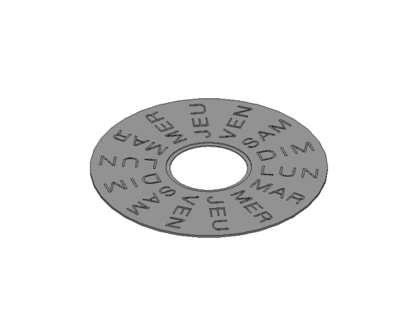 Date Indicator, window at 3H, stem 3H, background white, digits printing black, rectangular, standard font (English) #2561