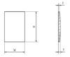 Glass, square (rectangle), Flat bottom with single dome, H = 19,02 mm