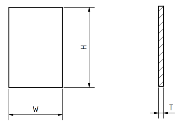 Vetro, quadrato (rettangolo), piatto, H = 17,02 mm / W = 13,02 mm