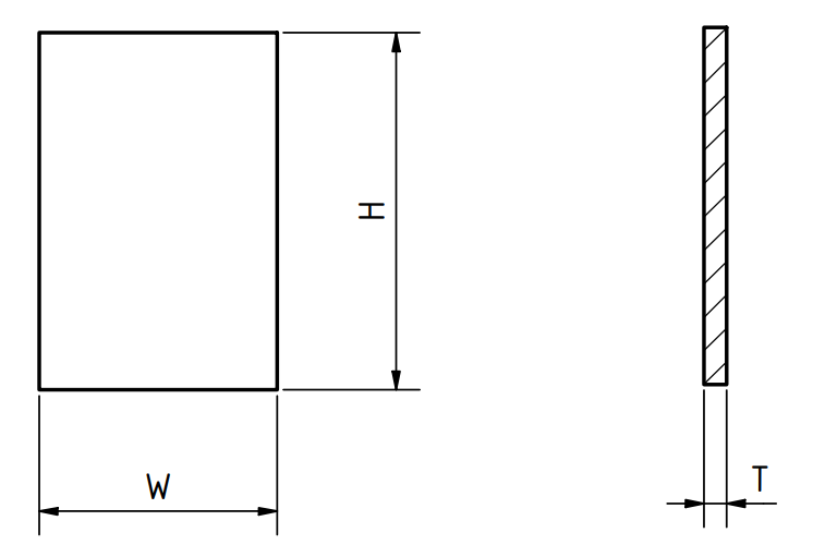 Glas, quadratisch (rechteck), flach, H = 17,02 mm / W = 13,02 mm
