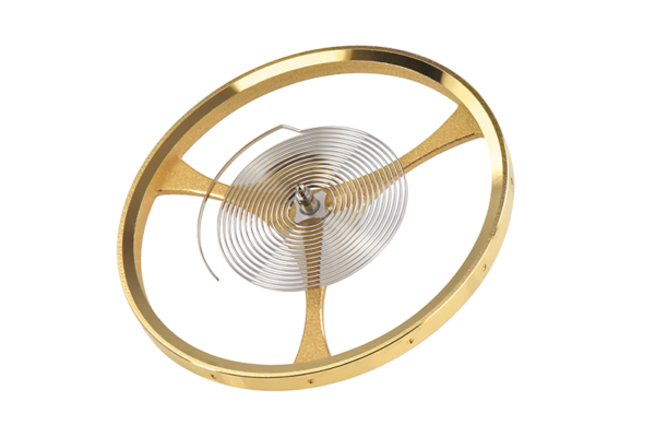 Unruh reguliert, ohne Spiralklötzchen, 3 Arme, 2N vergoldet, Chronometer #721