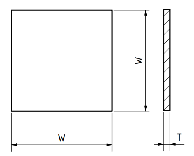 Vetro, quadrato, piatto, W = 15,50 mm