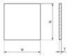 Cristal, cuadrado, plano, W = 17,00 mm