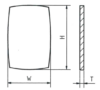 Vetro, rettangolo, arrotondato (Squircle), cavo, H = 23,40 mm