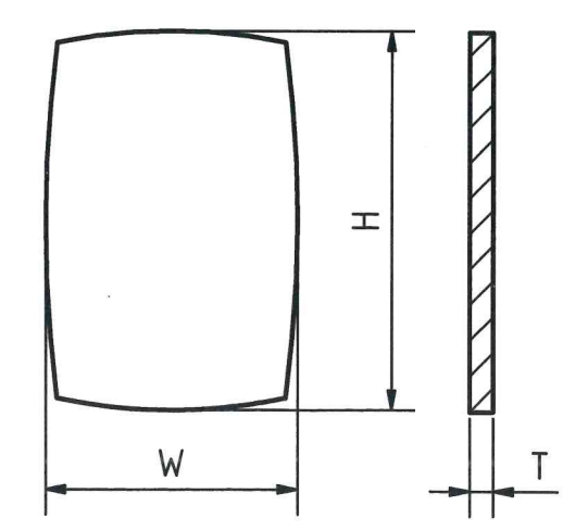 Glas, rechteckig, abgerundet (Squircle), hohle, H = 23,40 mm