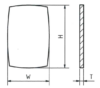 Vetro, rettangolo, arrotondato (Squircle), doppia cupola, H = 26,46 mm