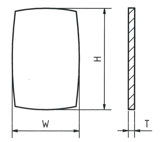 Glas, rechteckig, abgerundet (Squircle), doppelkuppel, H = 26,46 mm