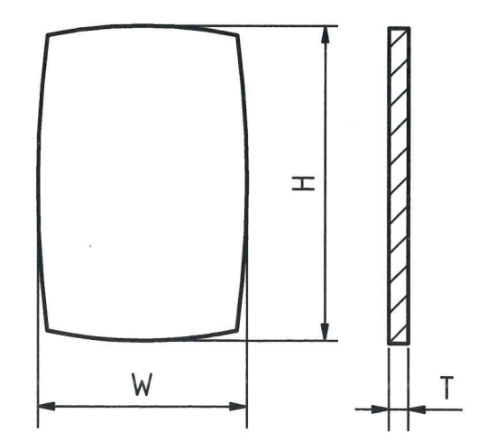 Glas, rechteckig, abgerundet (Squircle), flach, H = 20,50 mm
