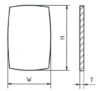 Vetro, rettangolo, arrotondato (Squircle), piatto, H = 27,97 mm