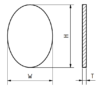Vetro, ovale, platto, H = 18,54 mm