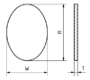 Vetro, ovale, platto, H = 15,05 mm