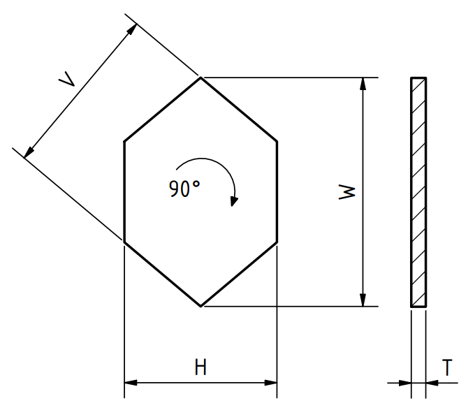 Glass, octagons, long flat, H = 17,00 mm