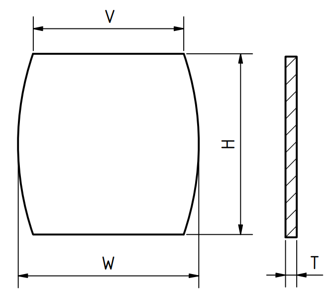 Glace, tonneau, plate, H = 19,30 mm